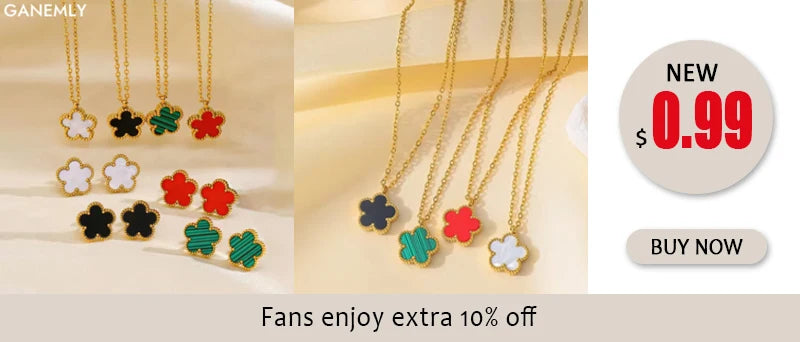 Stainless Steel White Plum Blossom Plant Leaf Flower Set