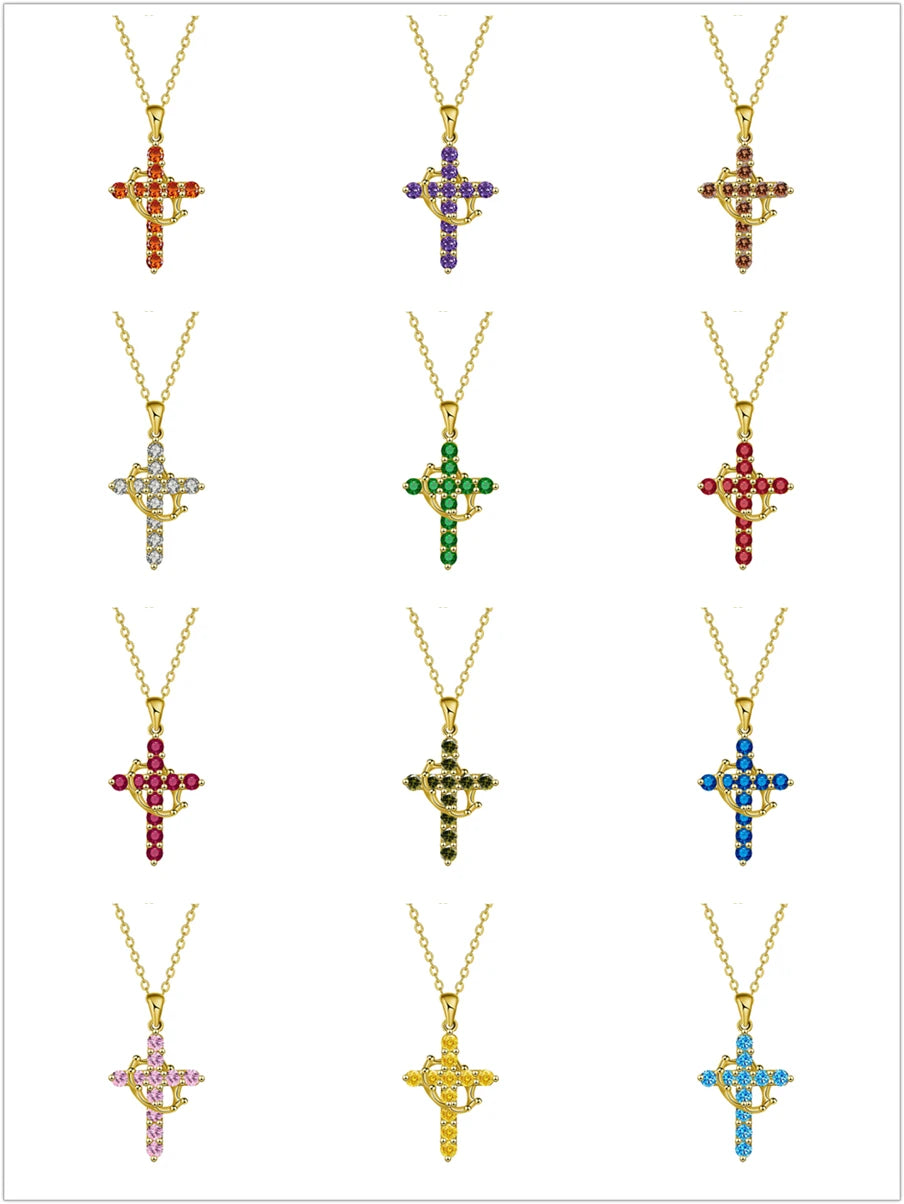 Rotatable Crown Rhinestone Cross Necklace Earrings Rings for Women