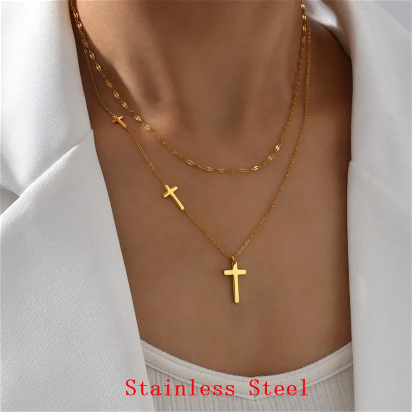 Rotatable Crown Rhinestone Cross Necklace Earrings Rings for Women