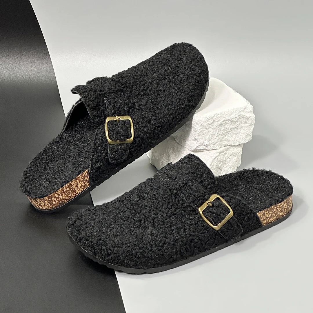 New Fall Winter Women furry clogs