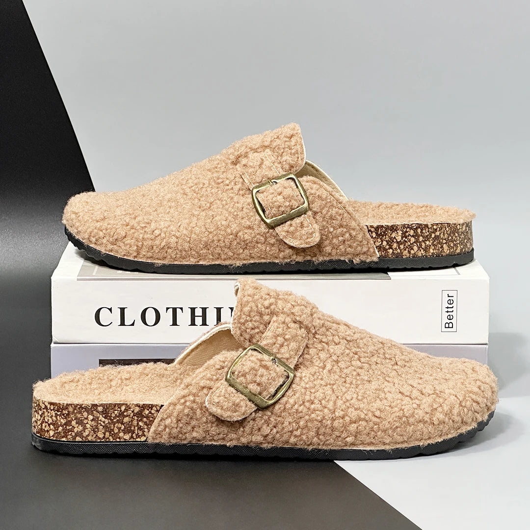 New Fall Winter Women furry clogs