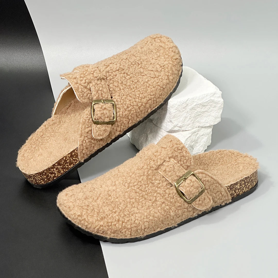New Fall Winter Women furry clogs