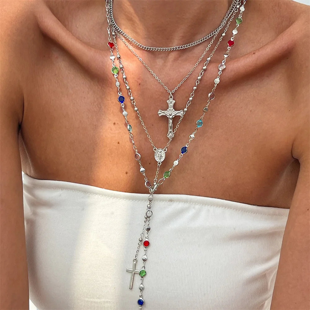 3Pcs Unique Cross Pendant Necklace Set