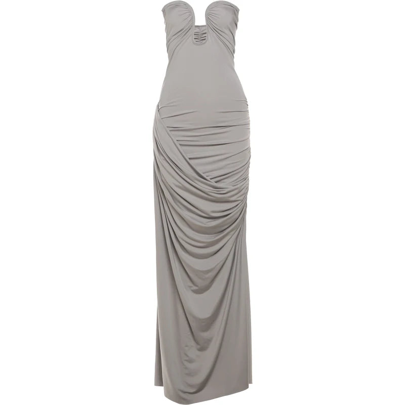 Solid Deep v Folds bodycon dress