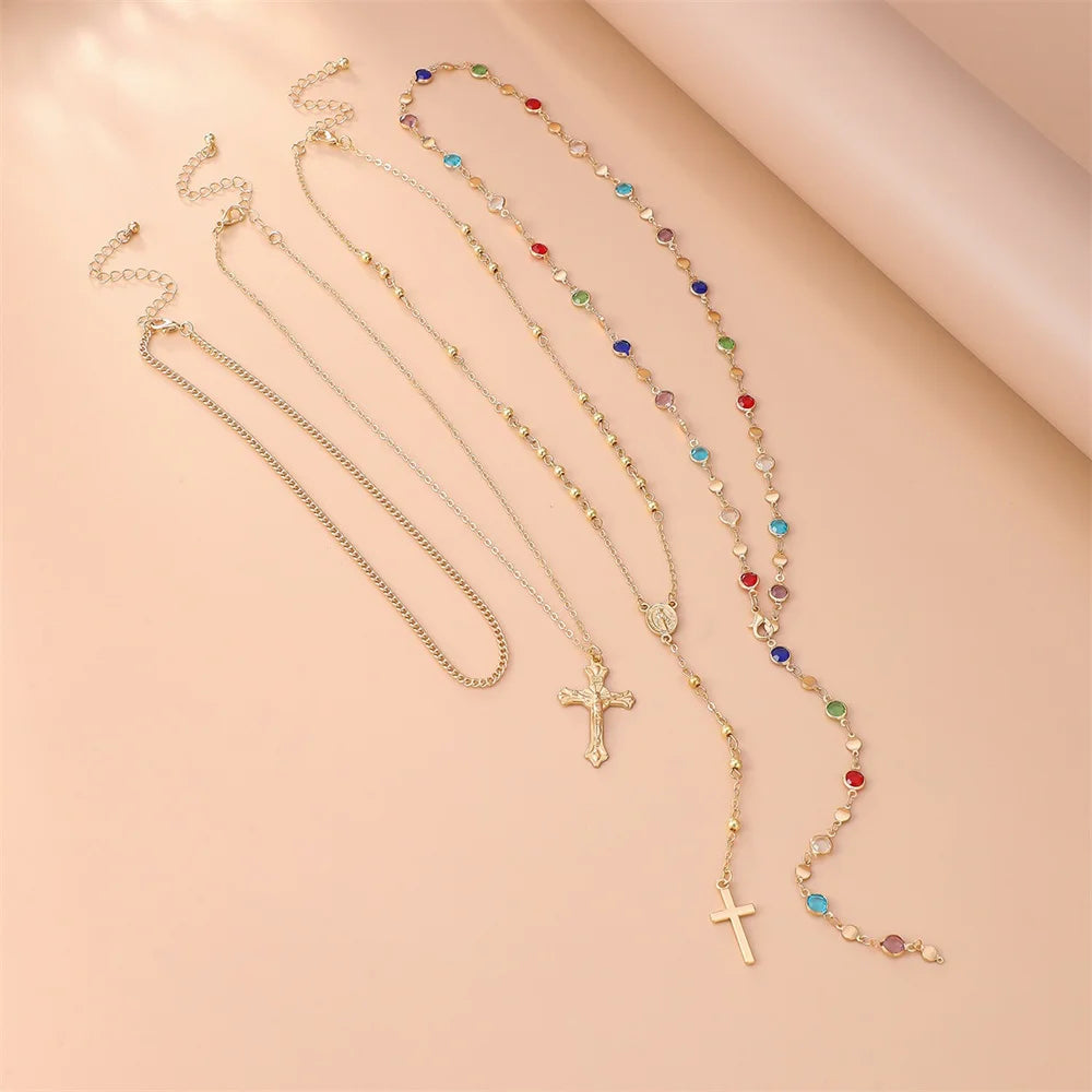 3Pcs Unique Cross Pendant Necklace Set