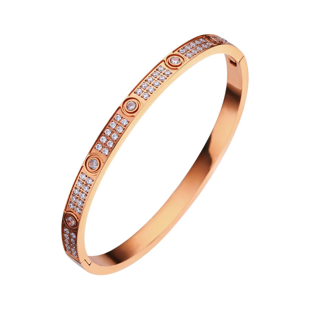 Gold Color Zircon And Cross Bracelet
