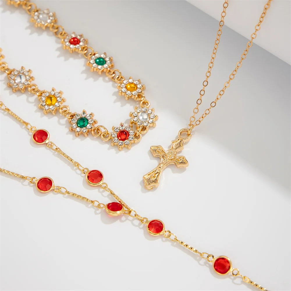 3Pcs Unique Cross Pendant Necklace Set