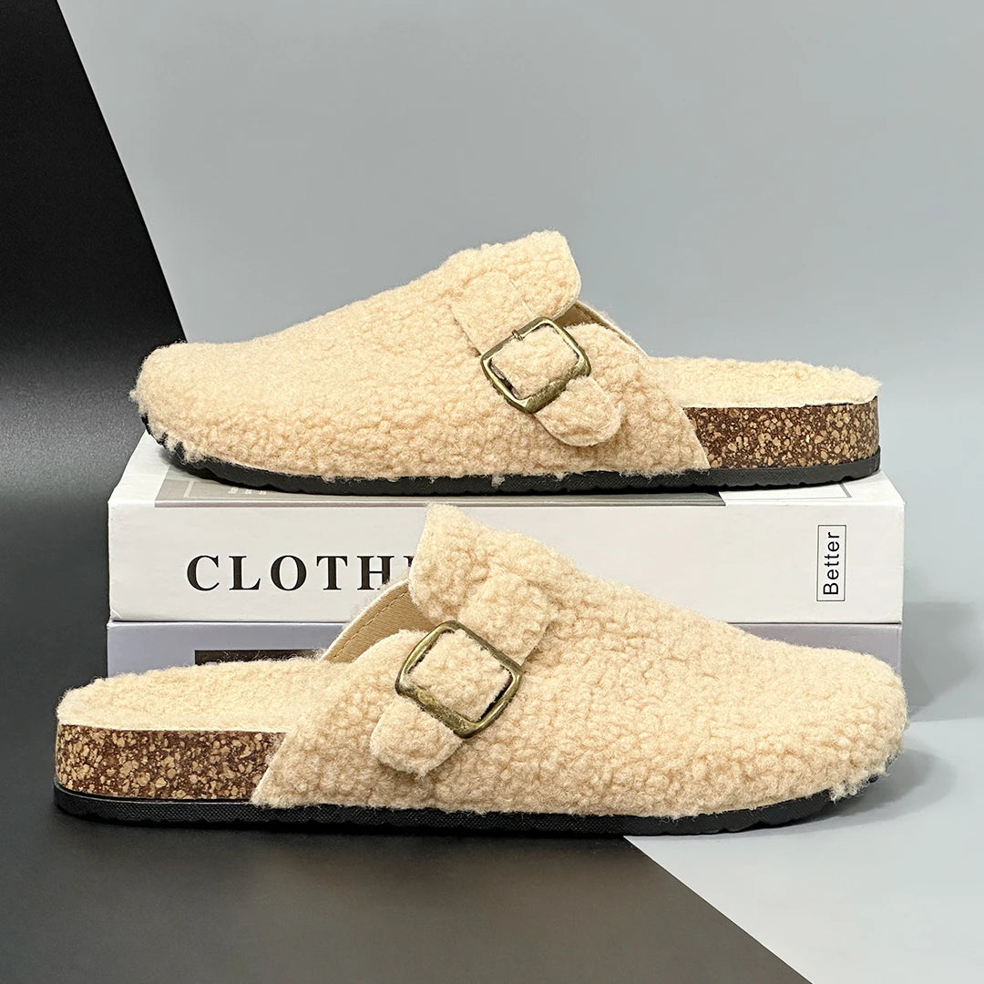 New Fall Winter Women furry clogs