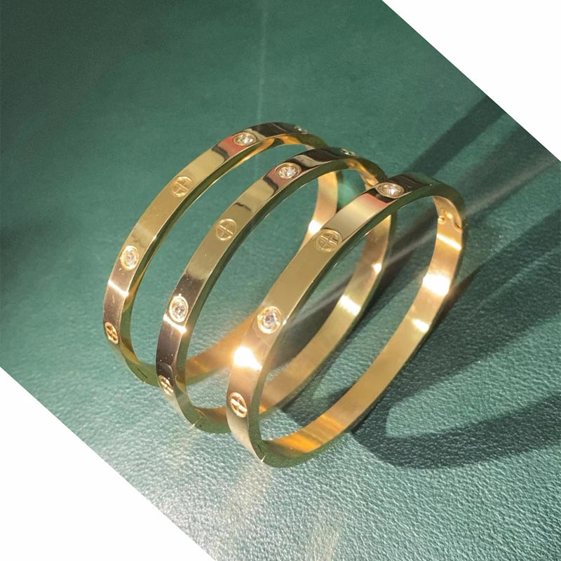 Gold Color Zircon And Cross Bracelet