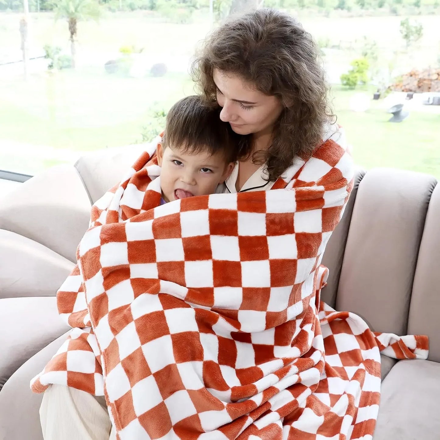 Fall Checker Throw Blanket