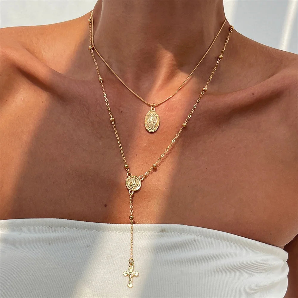 3Pcs Unique Cross Pendant Necklace Set