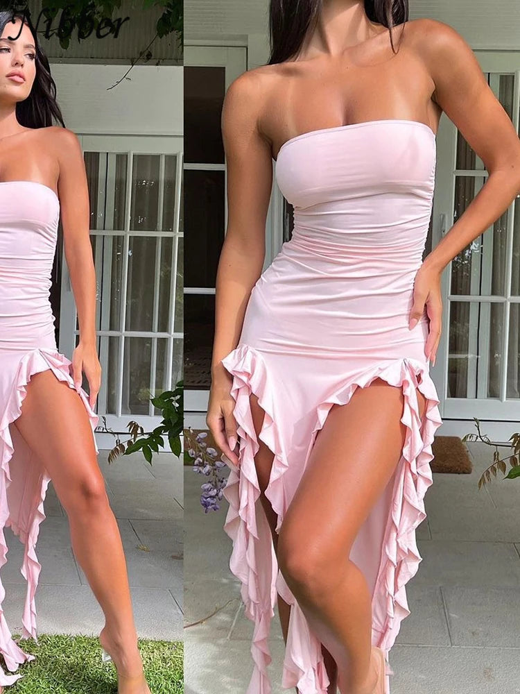 Elegant Strapless Midi Dress