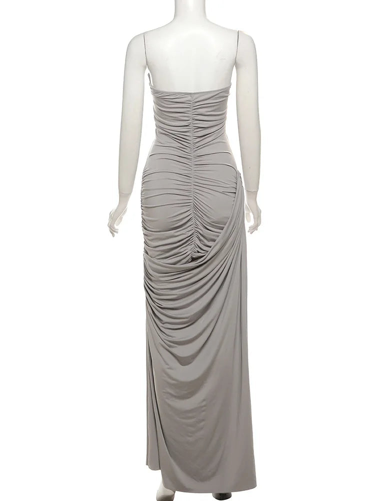 Solid Deep v Folds bodycon dress