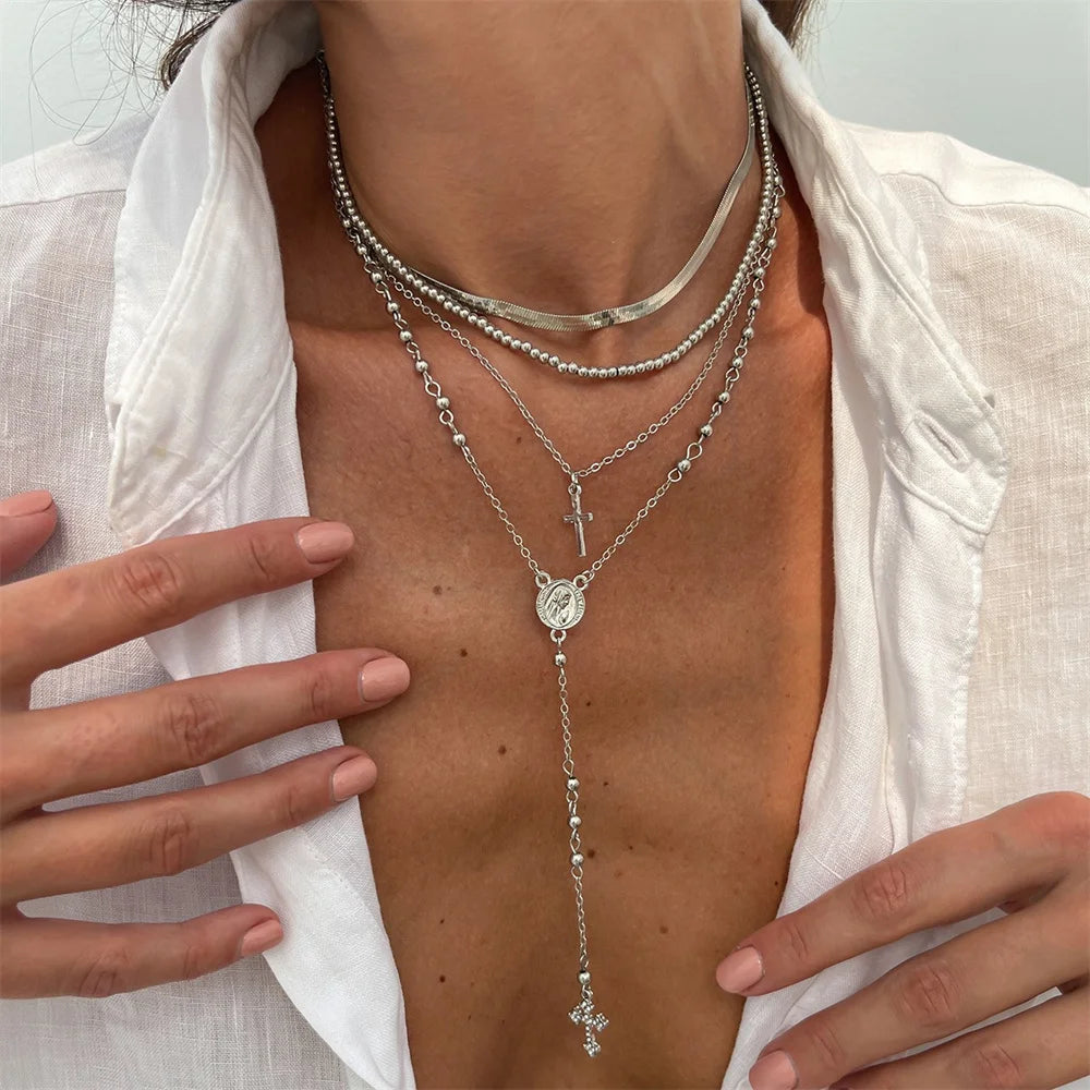 3Pcs Unique Cross Pendant Necklace Set