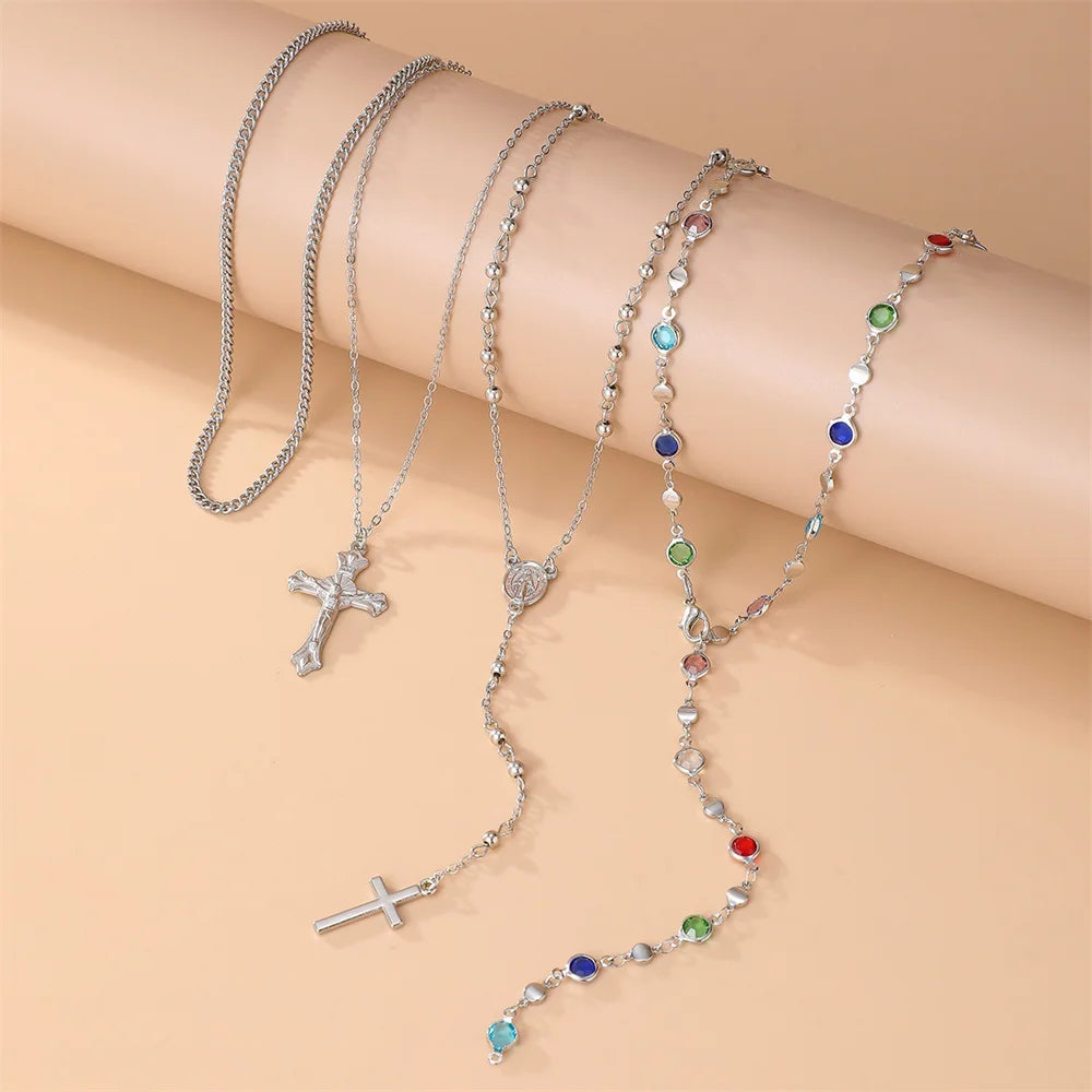 3Pcs Unique Cross Pendant Necklace Set