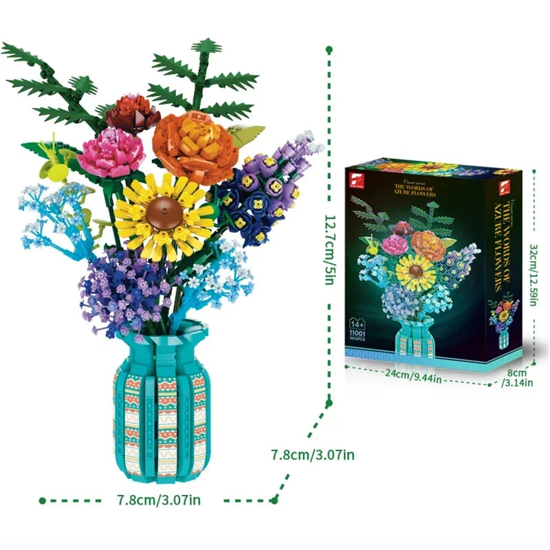 1853PCS Flower Bouquet Building Blocks