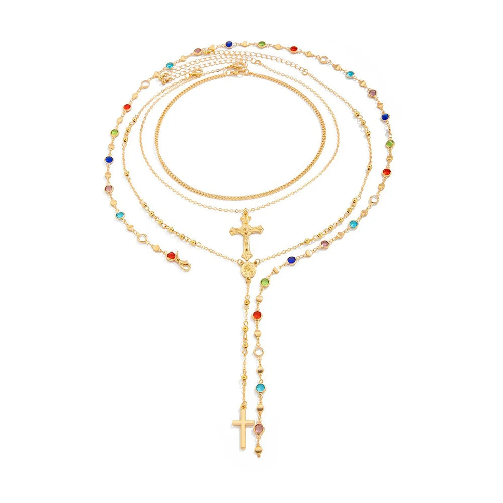 3Pcs Unique Cross Pendant Necklace Set