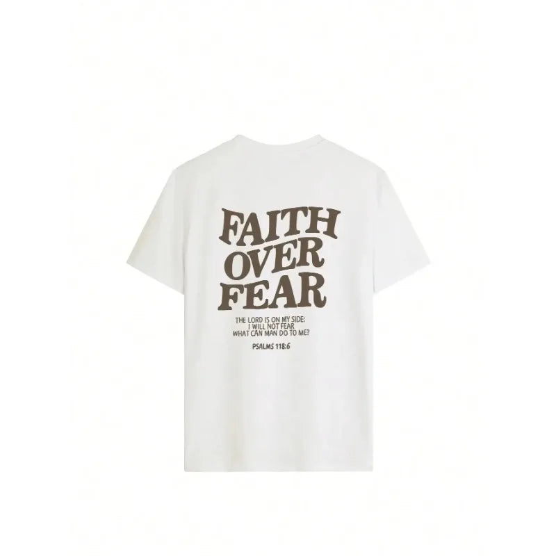 Faith Over Fear Letter Printed Cotton Women's T-Shirt