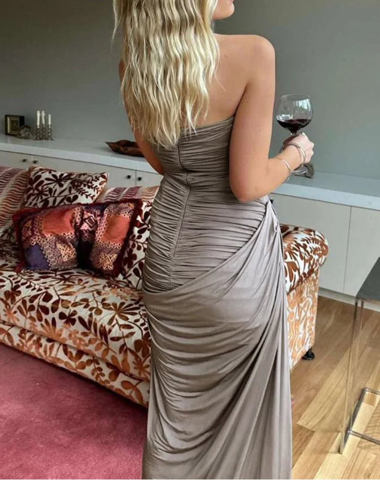 Solid Deep v Folds bodycon dress