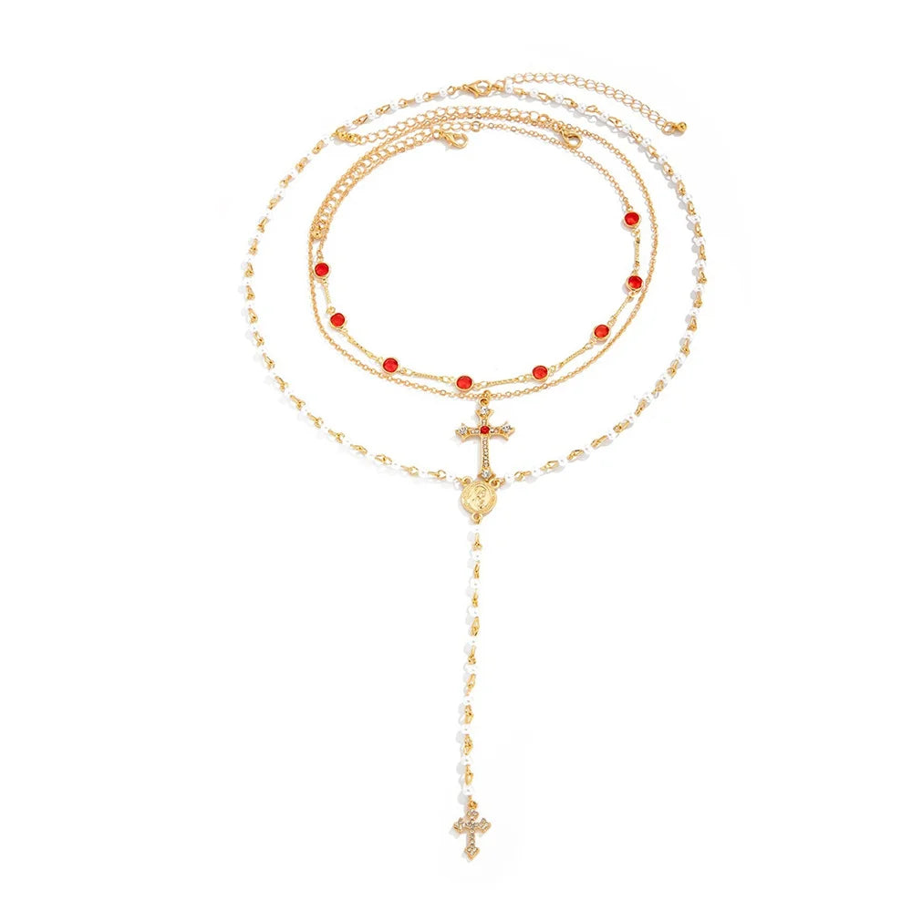3Pcs Unique Cross Pendant Necklace Set