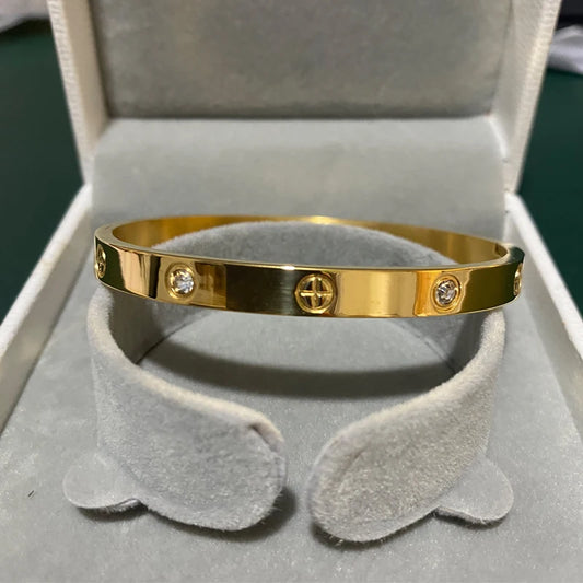Gold Color Zircon And Cross Bracelet