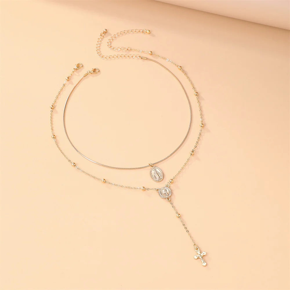 3Pcs Unique Cross Pendant Necklace Set