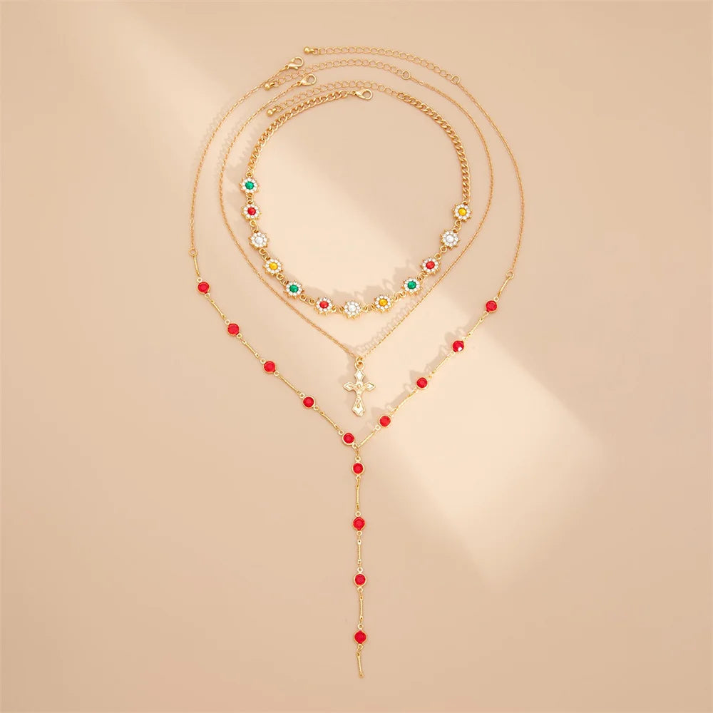 3Pcs Unique Cross Pendant Necklace Set