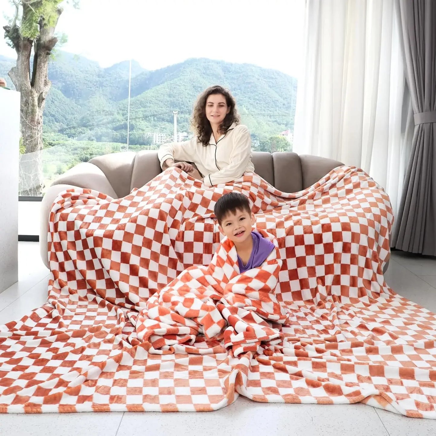Fall Checker Throw Blanket