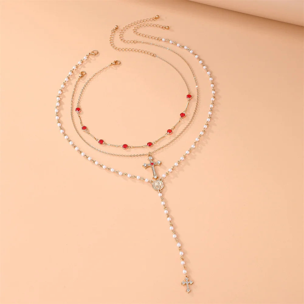 3Pcs Unique Cross Pendant Necklace Set
