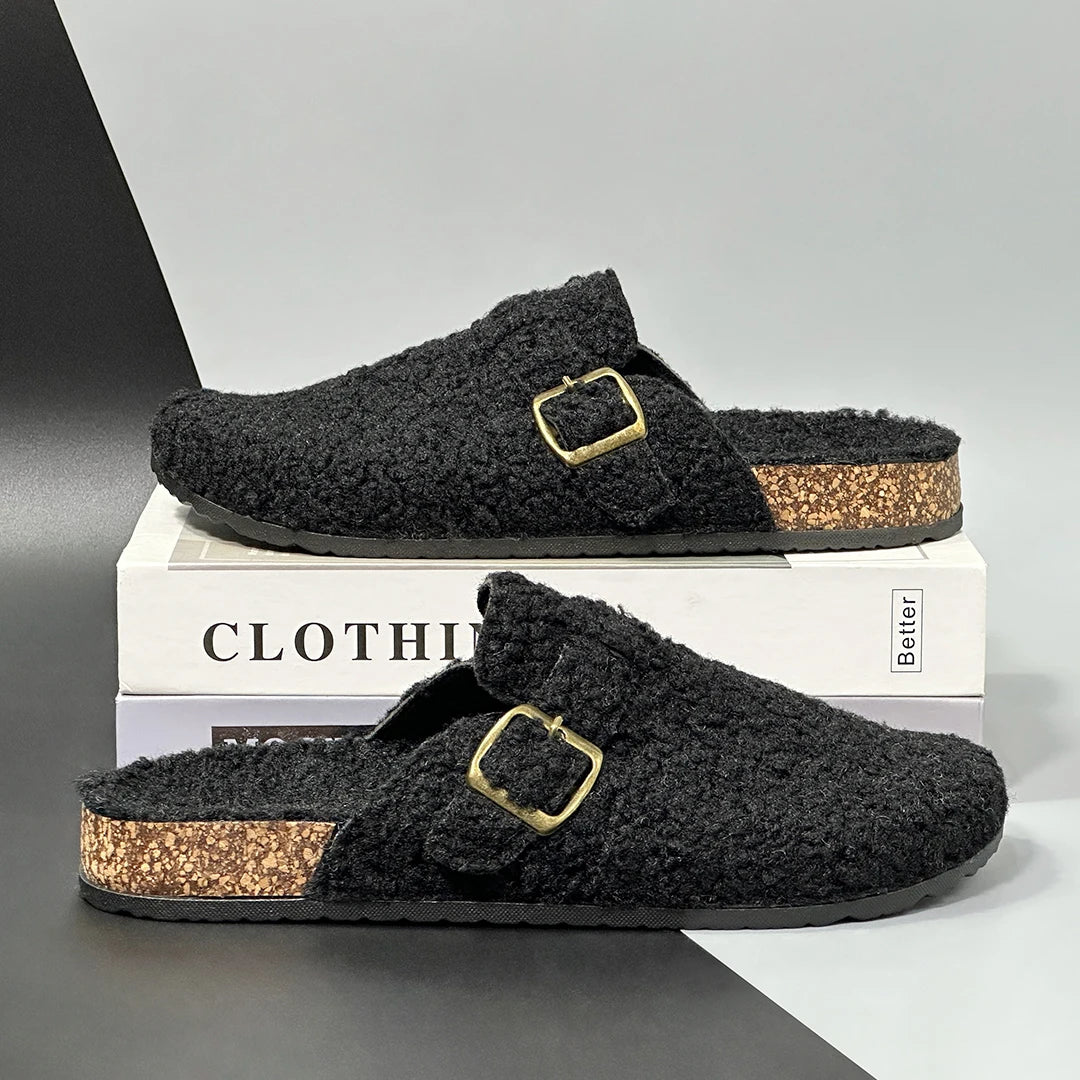 New Fall Winter Women furry clogs