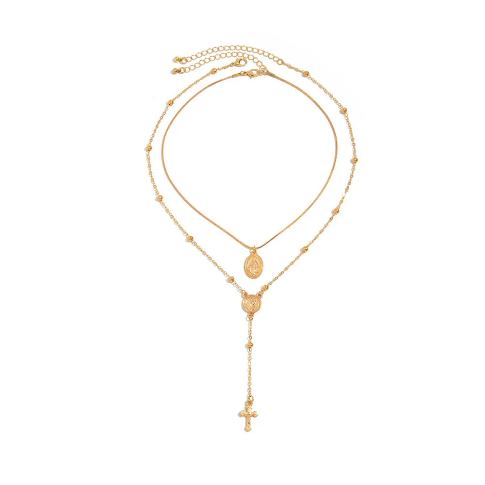 3Pcs Unique Cross Pendant Necklace Set