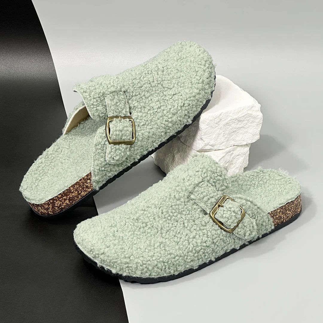 New Fall Winter Women furry clogs