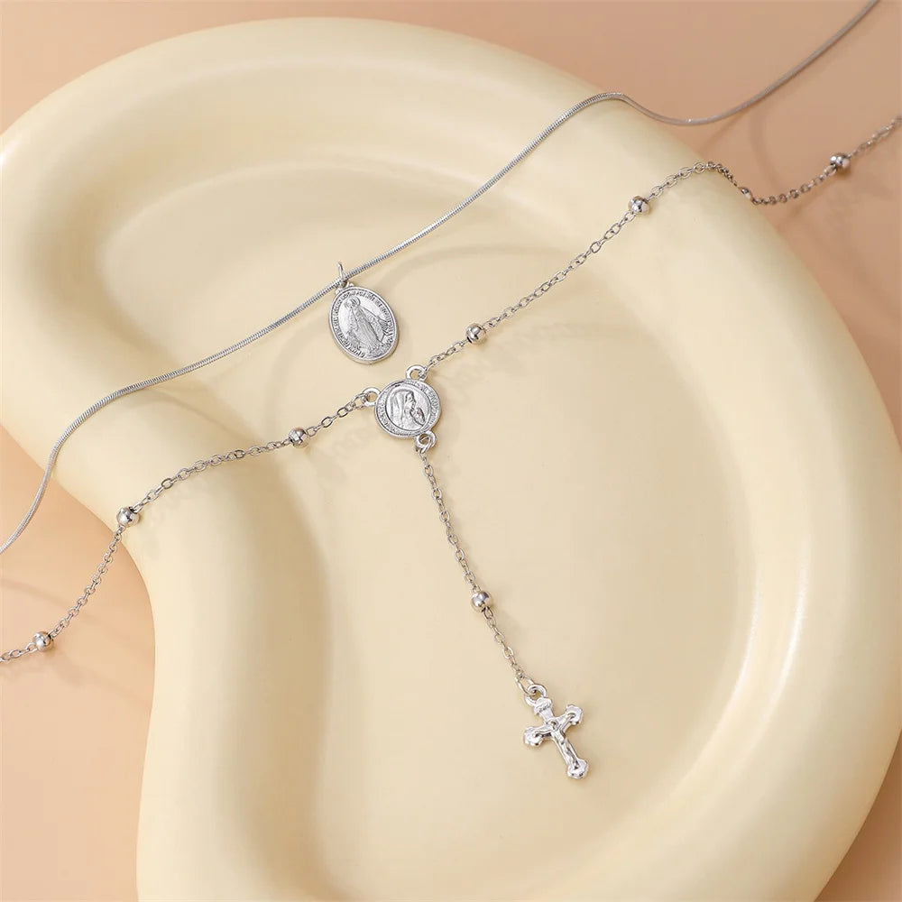3Pcs Unique Cross Pendant Necklace Set