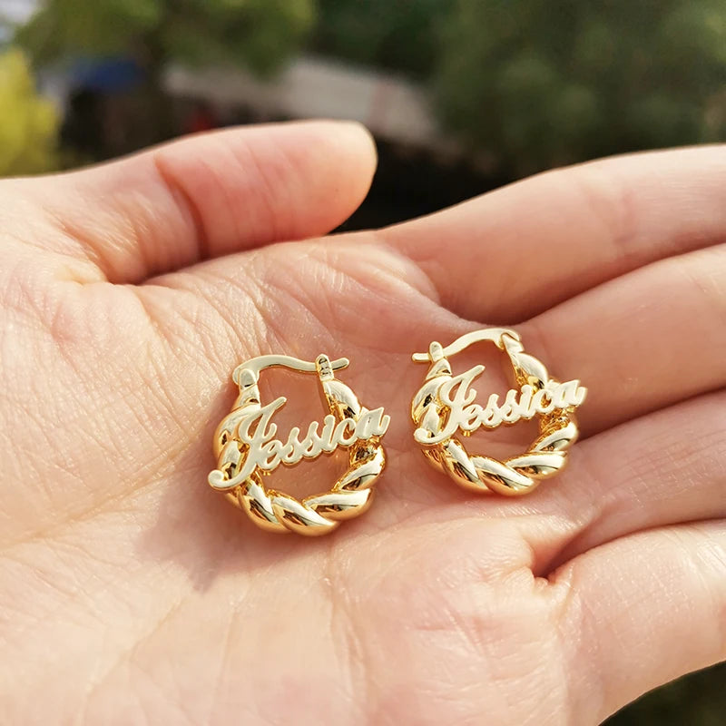 18mm Custom Name Earrings