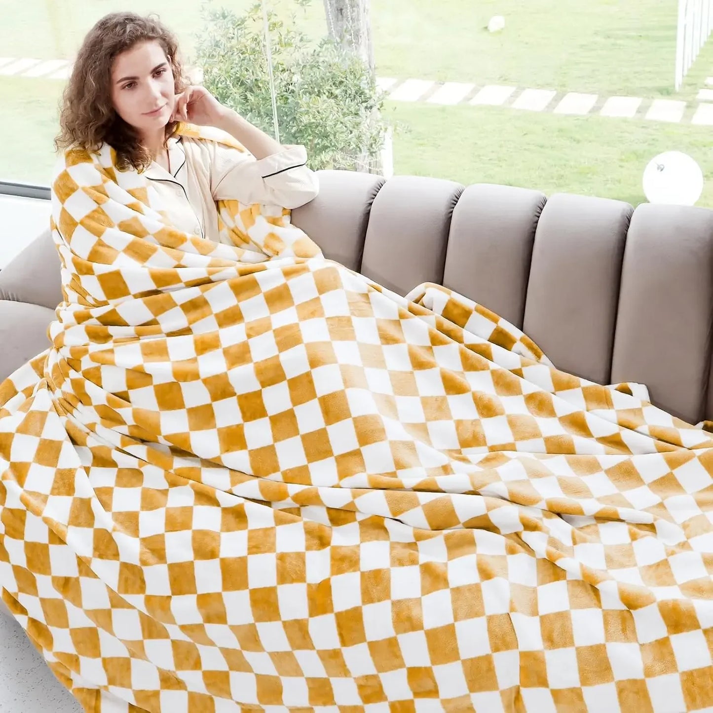 Fall Checker Throw Blanket