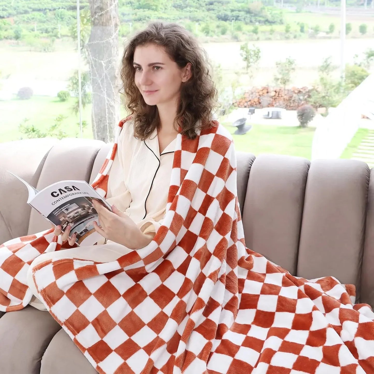 Fall Checker Throw Blanket