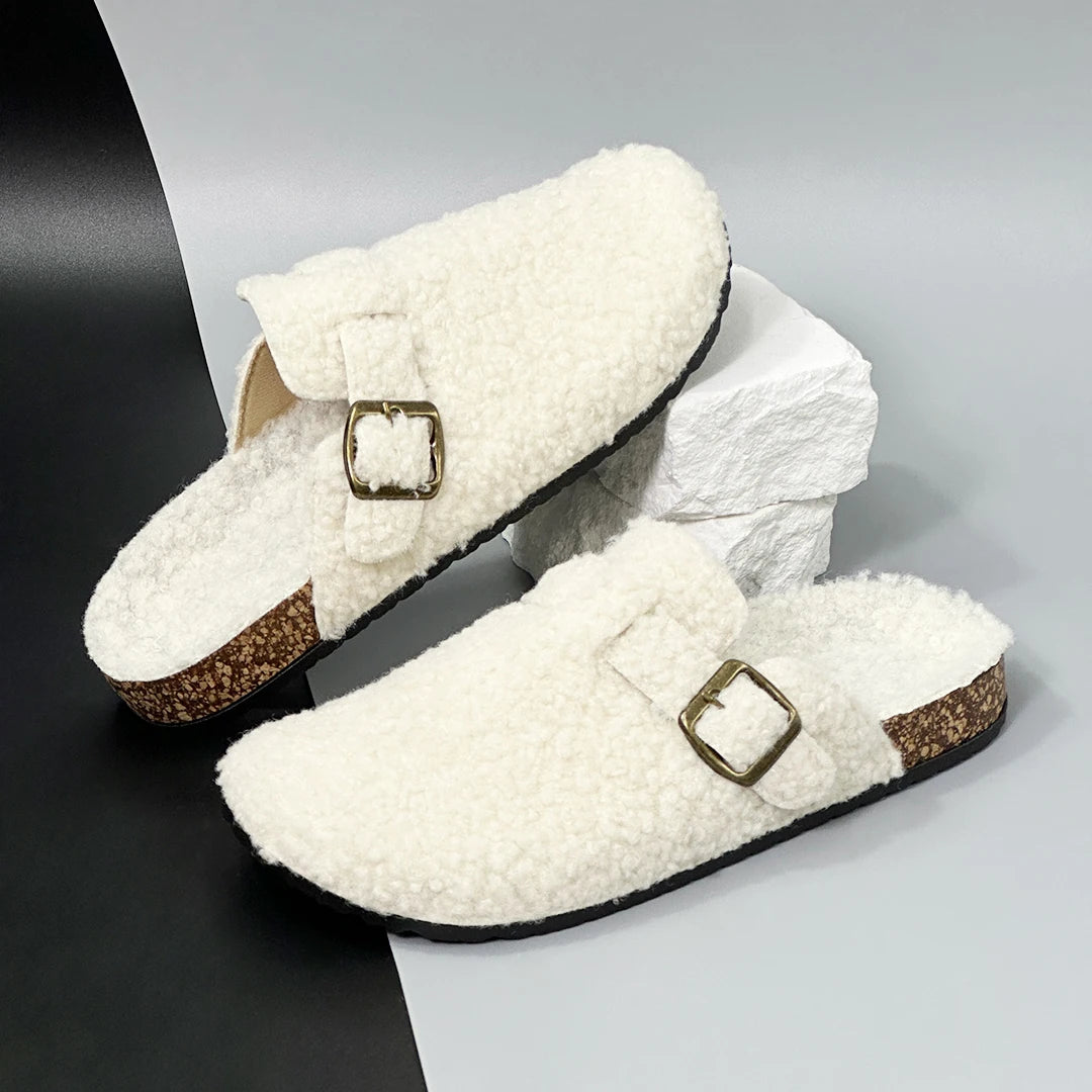 New Fall Winter Women furry clogs