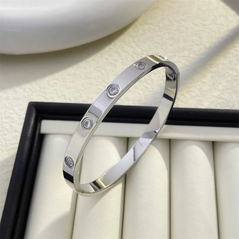 Gold Color Zircon And Cross Bracelet