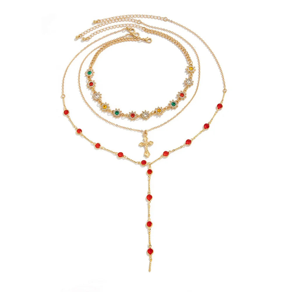 3Pcs Unique Cross Pendant Necklace Set