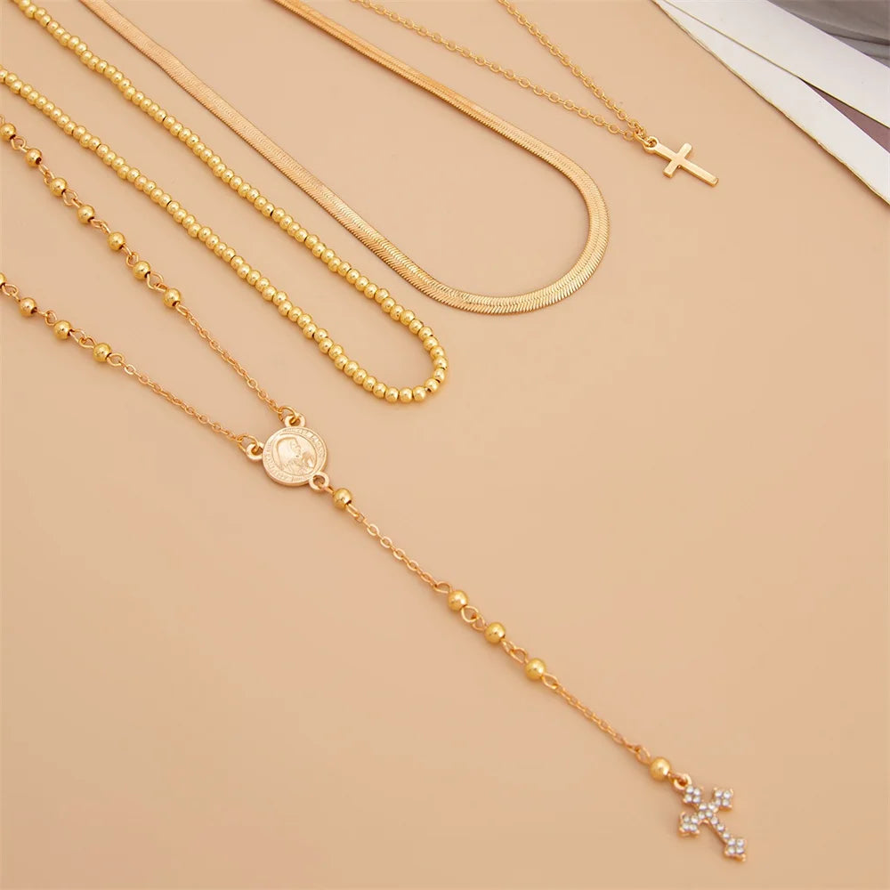 3Pcs Unique Cross Pendant Necklace Set