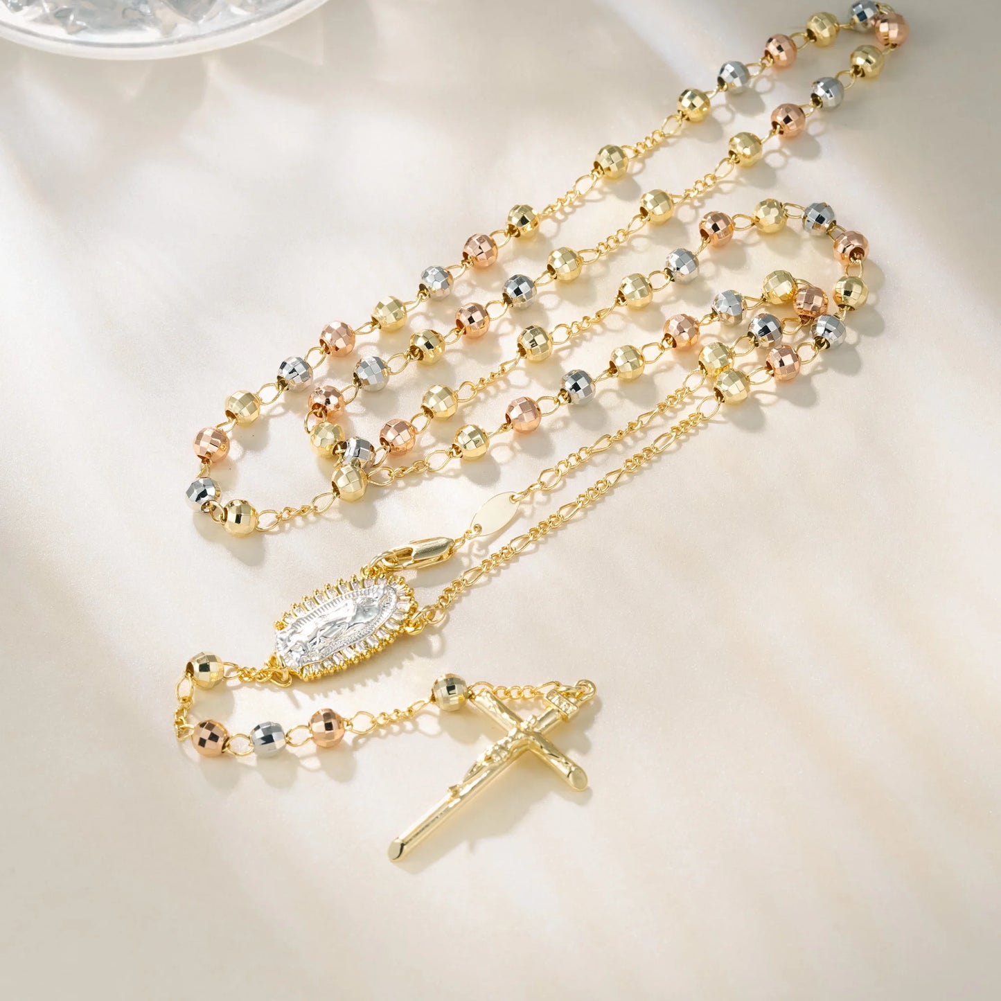 Elegant vintage style rose rosary beads