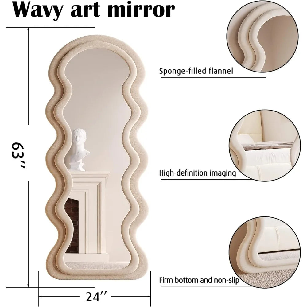 Full Length Mirror 63"x24", Irregular Wavy Mirror
