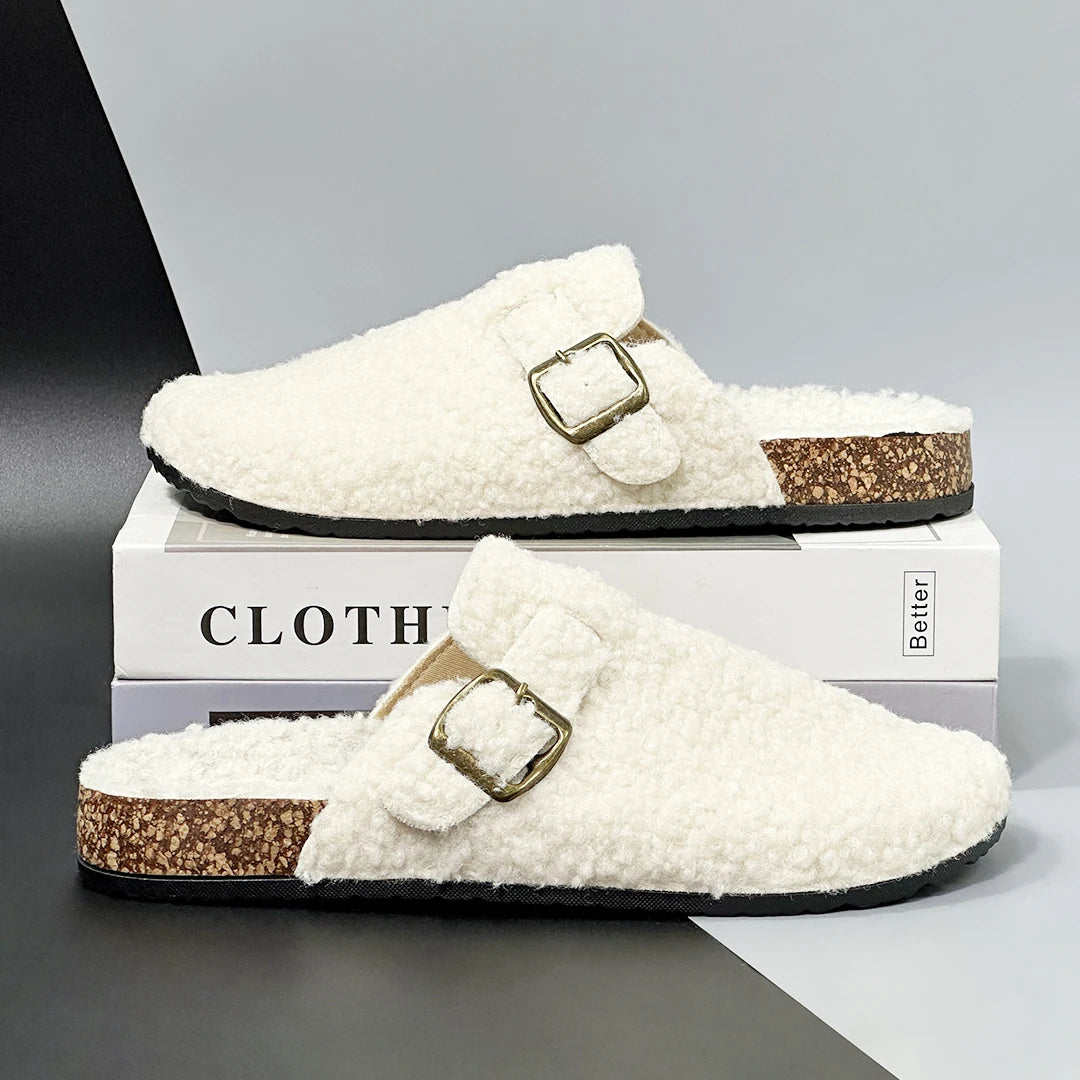 New Fall Winter Women furry clogs