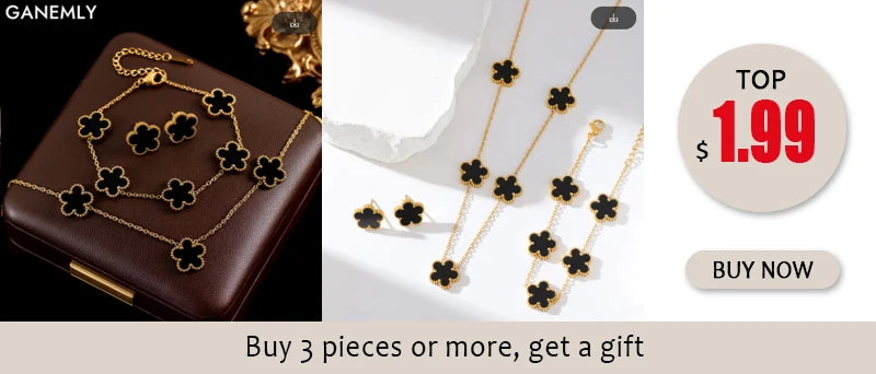 Stainless Steel White Plum Blossom Plant Leaf Flower Set