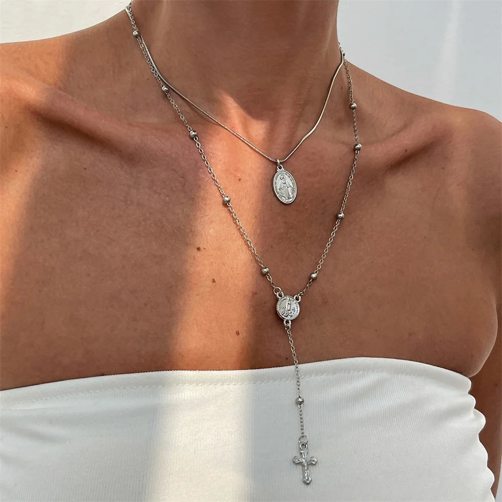 3Pcs Unique Cross Pendant Necklace Set
