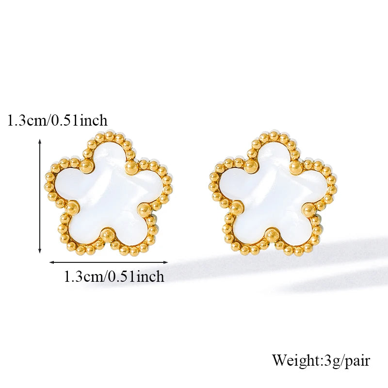 Stainless Steel White Plum Blossom Plant Leaf Flower Set